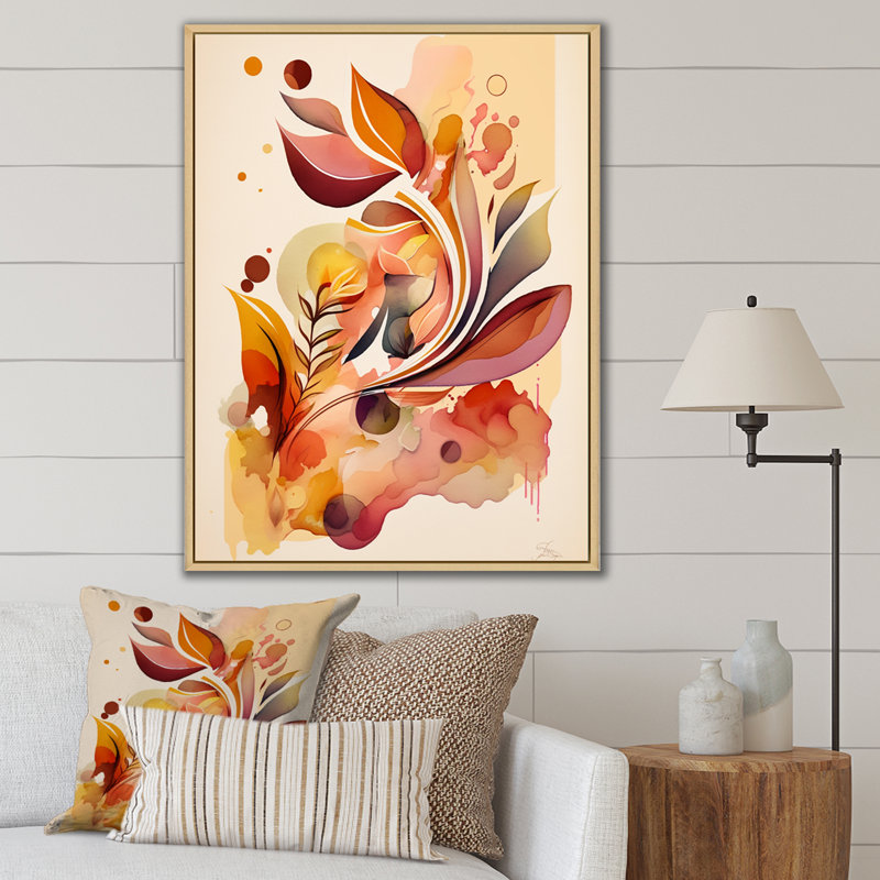 Aquarelle florissant de fleurs d'automne, Cadre naturel flottant, H 20 po x l 12 po x P 1 po