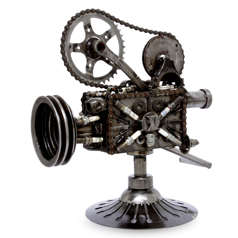 Collectible Recycled Metal Movie Theater Sculpture