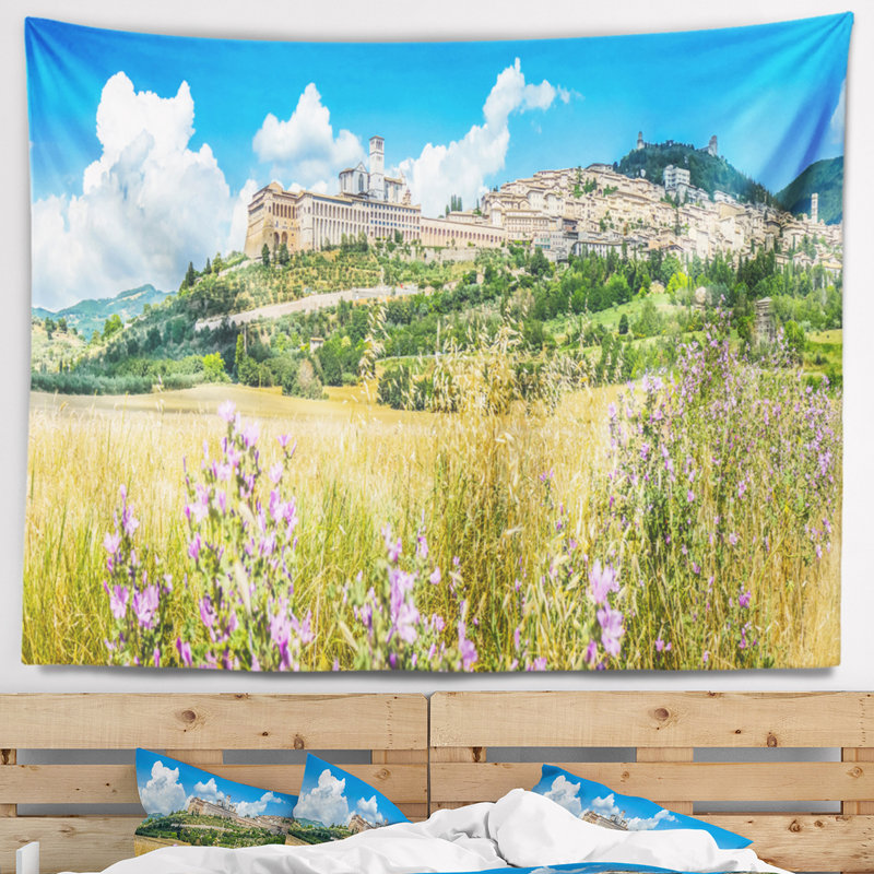 Tapisserie panorama "landscape antique of assisi", H 50 po x l 60 po