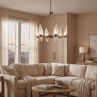  Nouvel 6-Light Chandelier in Warm Brass