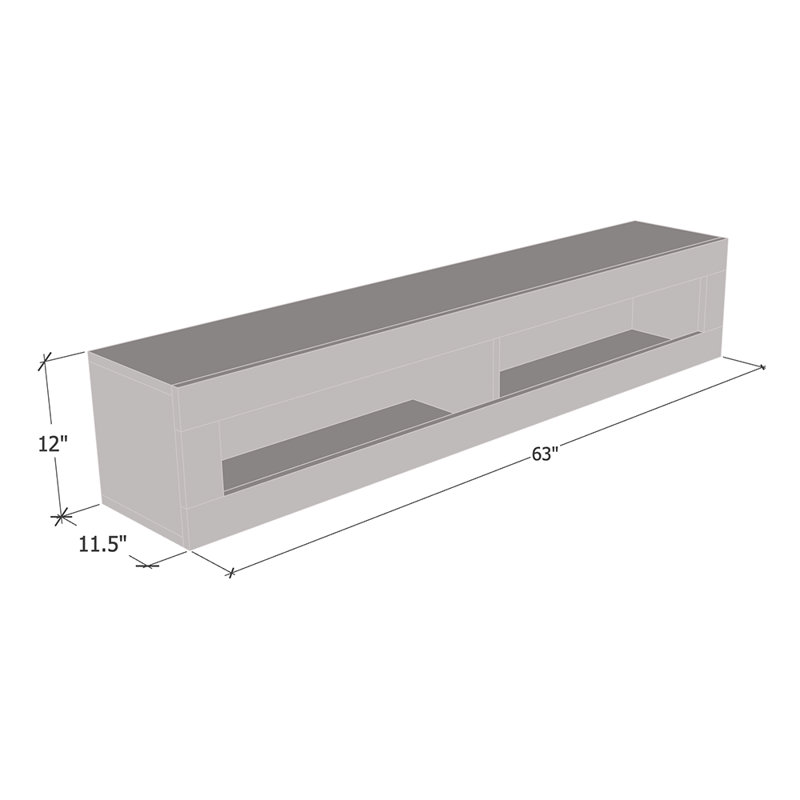 Balroop 63" Floating Shelf with 16-Color LED Lighting, High Gloss Finish, Black