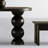 Black+Brown Half-circle Solid Wood Dining Table-1742798233