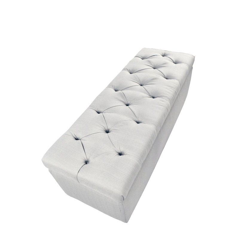 Heaney Polyester Blend Upholstered Storage Bench, Silver
