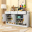 Buffet Farmhouse avec tablette réglable, 3 tiroirs, 4 portes et compartiments ouverts-1359142404