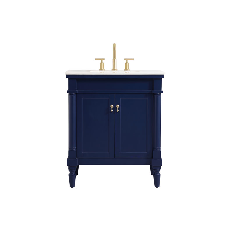 Ensemble de meuble-lavabo simple 30 po Lexington, Bleu / ivoire / blanc