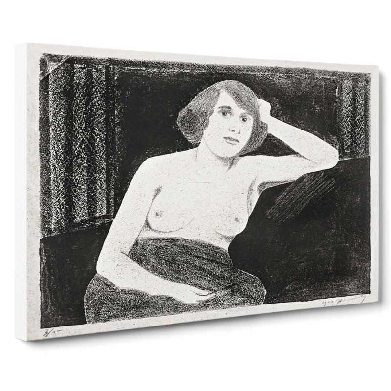 Female Nude by Samuel De Mesquita - Wrapped Canvas Painting, 35cm H x 50cm W x 3cm D