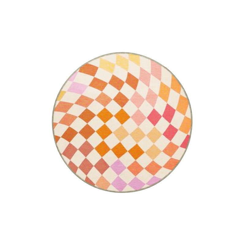 Tapis décoratif multicolore à motif géométrique carré lavable à la machine, Carré 3 pi 3 po
