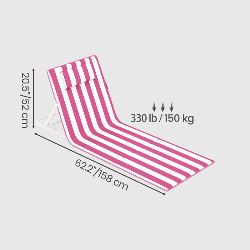 156cm Long Single Chaise, Red/White