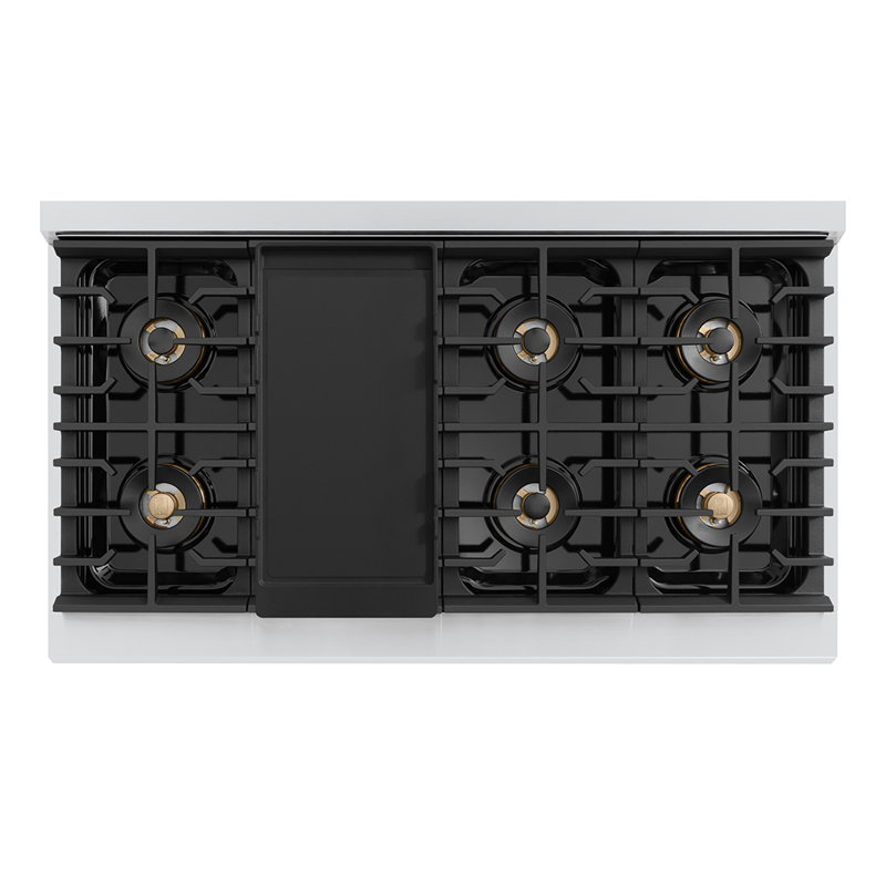 ZLINE Autograph 48 in. Paramount DuoPro Dual Fuel Range in Stainless Steel with Nickel Helix Handles, Bronze