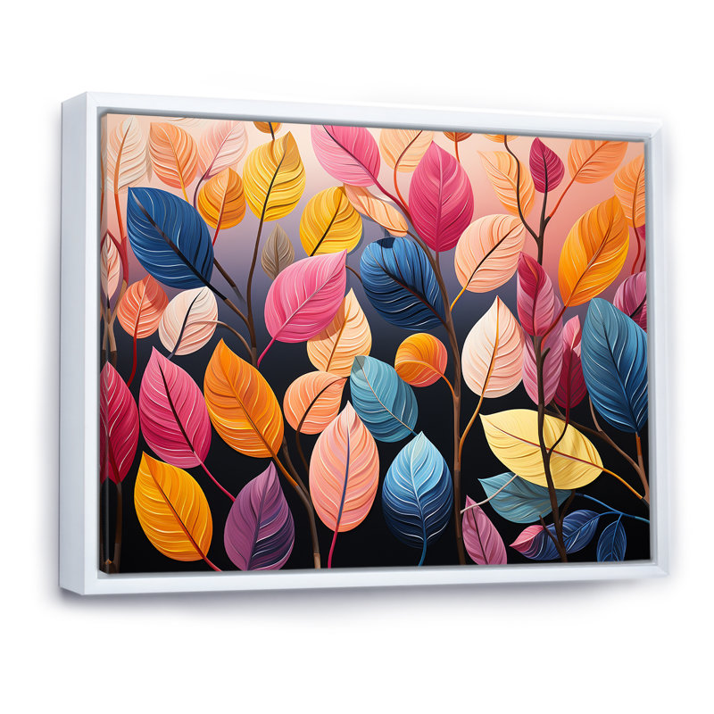 «Colorful Pastel Vibrant Foliage» sur toile, Cadre flottant blanc, H 12 po x l 20 po x P 1 po