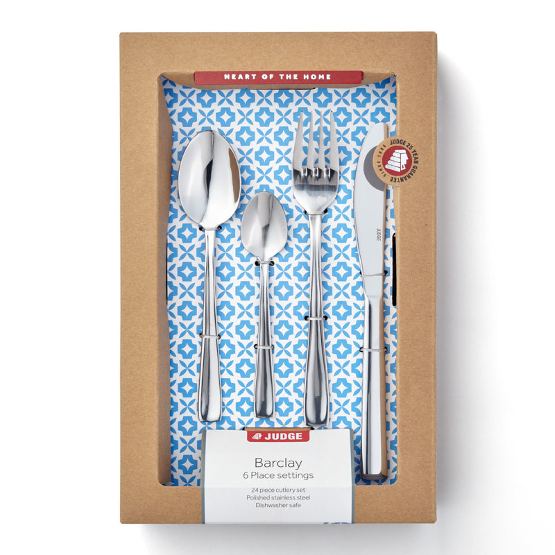 Judge 24 Piece Stainless Steel Cutlery Set,Table Setting for 6, Barclay Design.