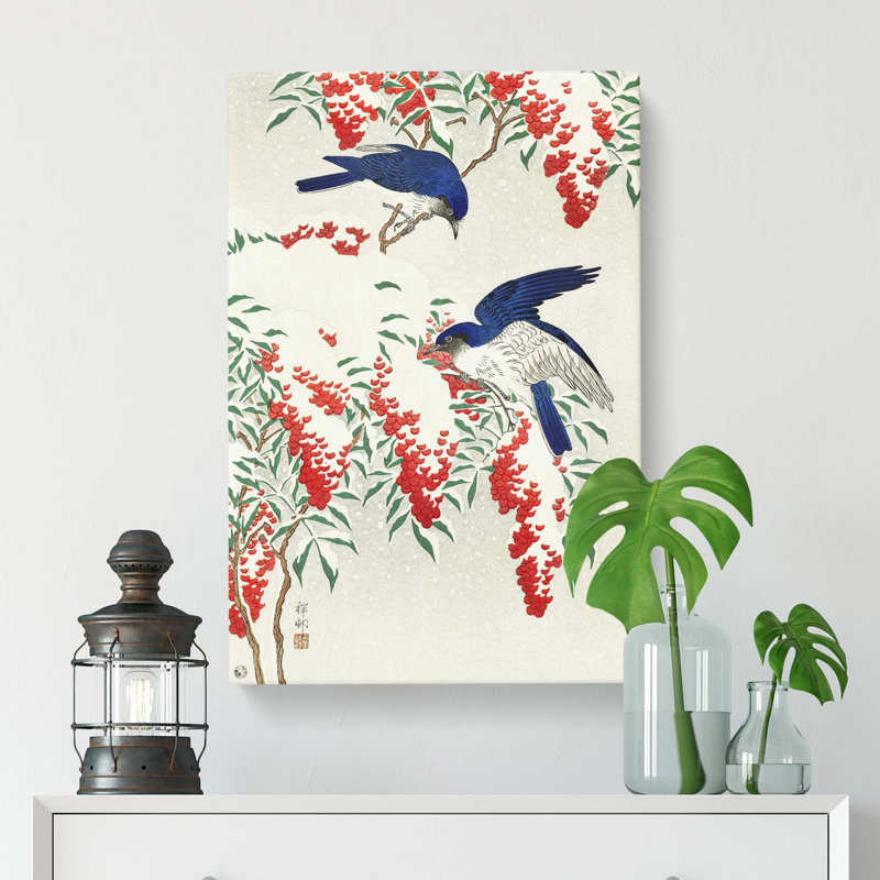 Birds on a Nandina Bush by Ohara Koson - Wrapped Canvas, 50.8 cm H x 35.6 cm W