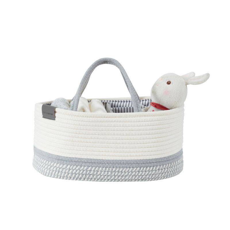 Panier en tissu Caddy Organiser, Spirale gris clair / blanc