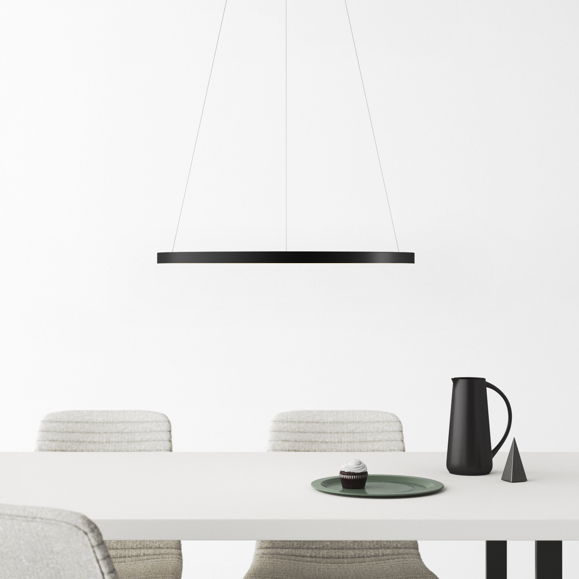 Mills Single Light Dimmable LED Pendant, 1.5" H x 39.5" W x 39.5" D, Black