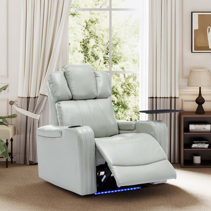 Fauteuil inclinable en cuir Ghida, Similicuir gris