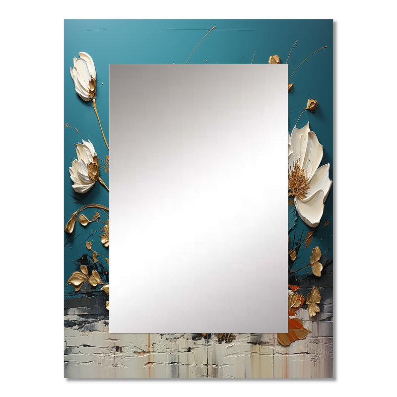 Bleu et doré, charmante fleur printanière, élégance II, 32 po x 24 po