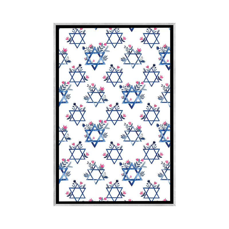 Collection de boho Hanoukka E par Grace Popp-impression d’art graphique, Toile avec cadre argenté, Pas de tapis