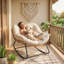 Fauteuil Papasan surdimensionné, acier osier PE, chaises berçantes et fauteuils de patio modernes