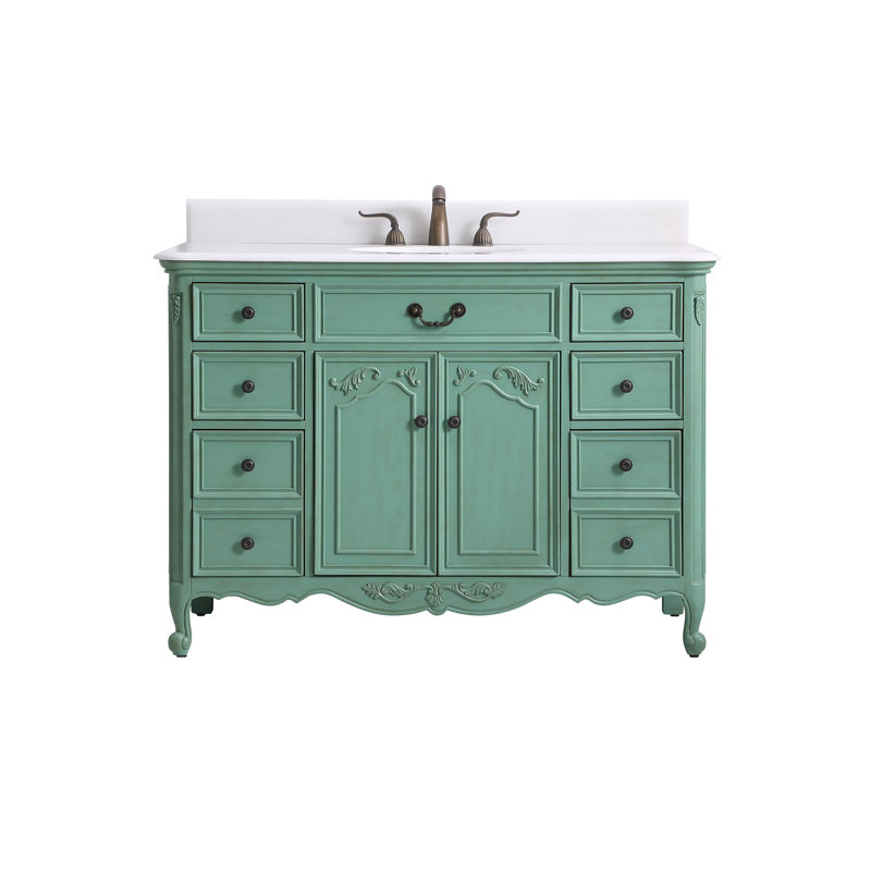 Ensemble de meuble-lavabo simple 48 po Angelique, Menthe rétro, Blanc Guangxi