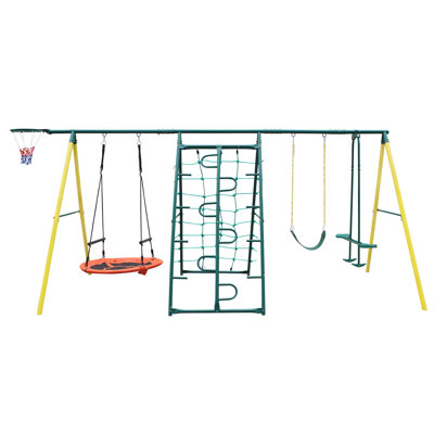 Portique en métal robuste pour l'intérieur et l'extérieur avec ceinture de sécurité pour la cour arrière - 2 sièges, capacité de charge de 700 lb