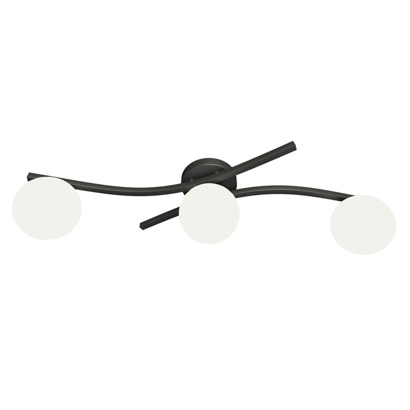 Davarius Flush Mount, Matte Black/Opal