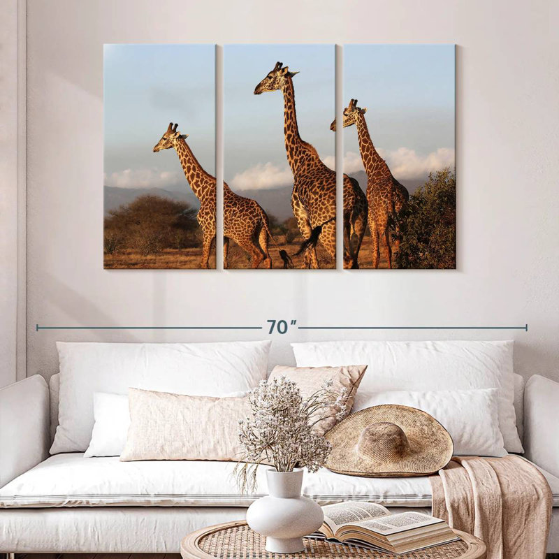 Brampt Three Brown Giraffes, 32" H x 50" W