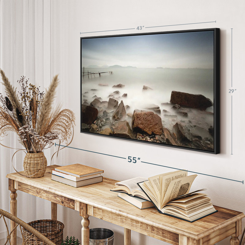 «Foggy Beach», reproduction sur toile, H 29 po x l 43 po