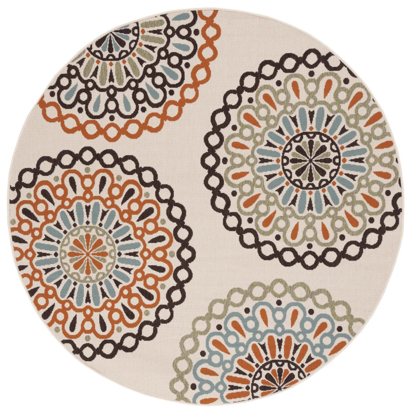 Tapis d'intérieur / extérieur à motif géométrique Centeno Performance, Rond 3 pi