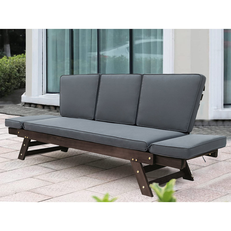 63'' Wide Acacia Loveseat with Cushions, Gray