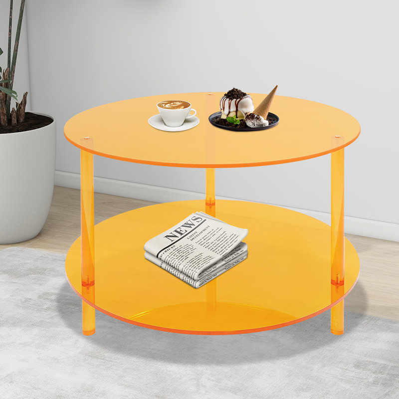 Table basse moderne à 2 niveaux en acrylique, Orange