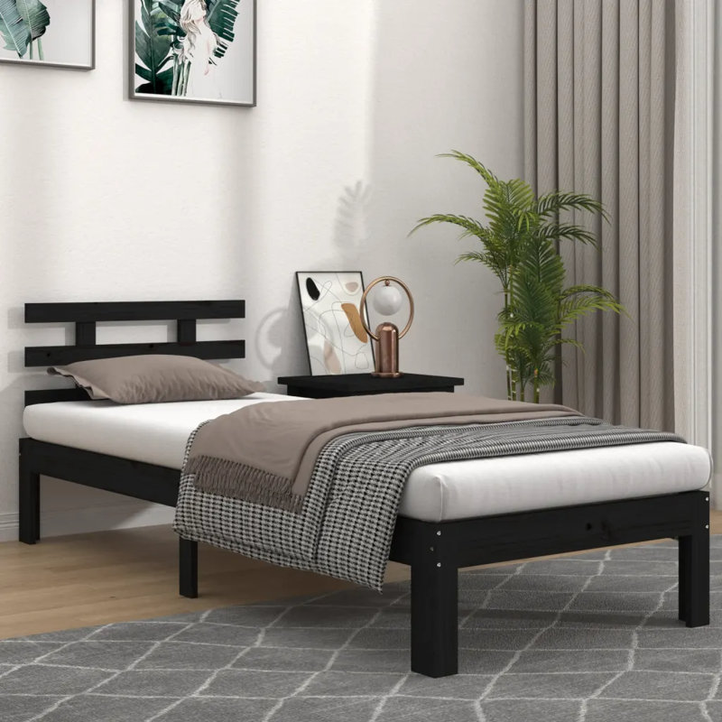 Bed Frame Solid Wood, Small Single (2'6), Brown