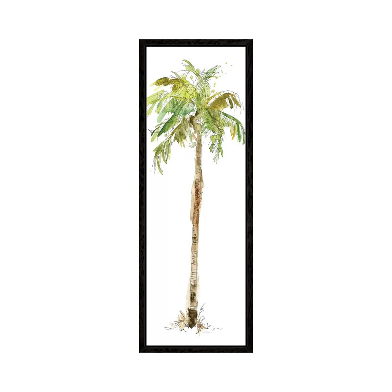 Washed Palm II by Carol Robinson - Panoramic Painting on Canvas, Black Framed Canvas, 152.4 cm H x 50.8 cm W
