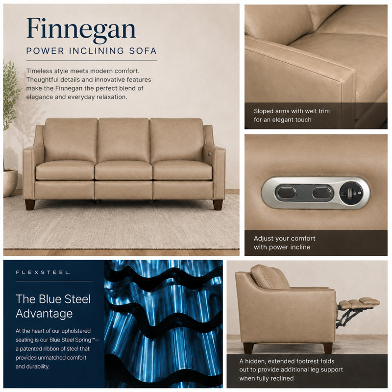 Finnegan Genuine Leather Recliner, Finnegan Cream Genuine Leather