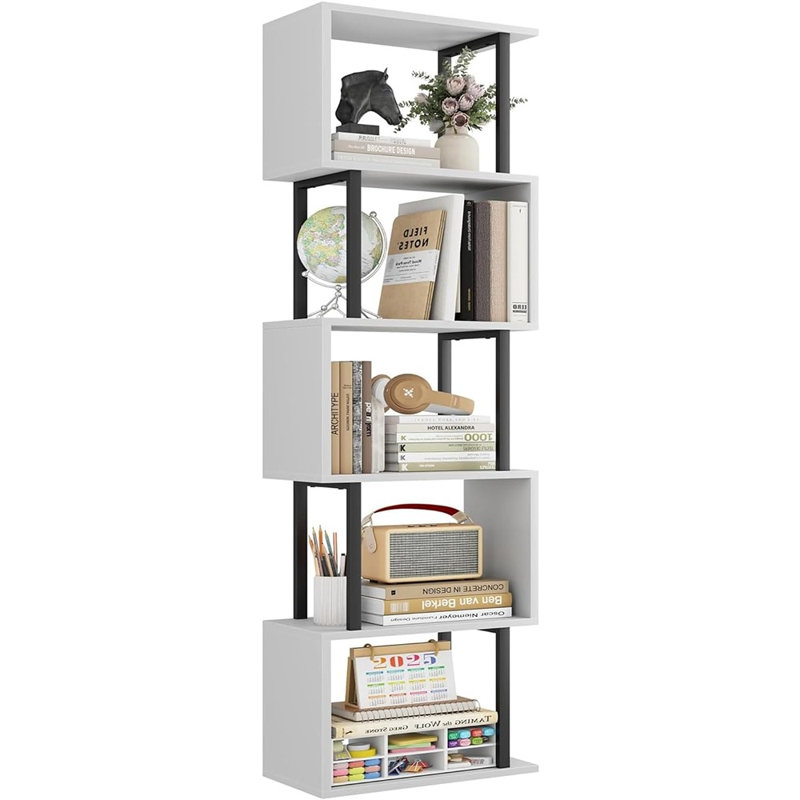 Bibliothèque à 5 niveaux, Blanc, (5 tablettes) H 8 po x l 18 po x P 11 po