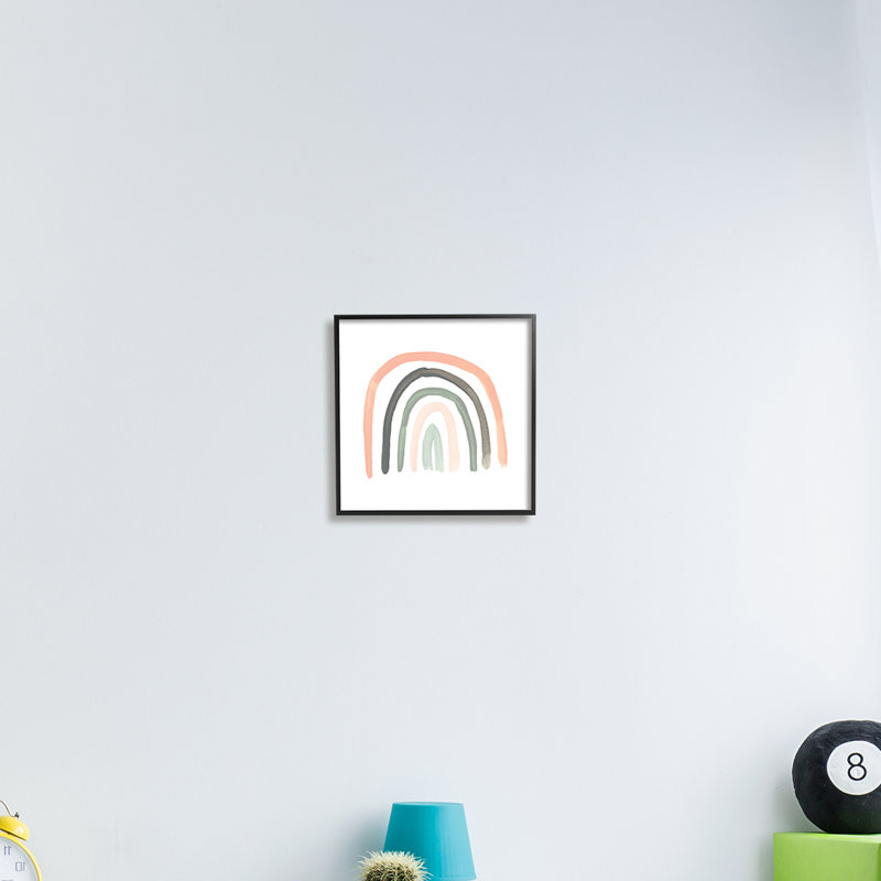 Doux arc-en-ciel aux arches douces vert pastel rose - peinture, H 12 po x l 12 po x P 0,5 po, Plaque murale
