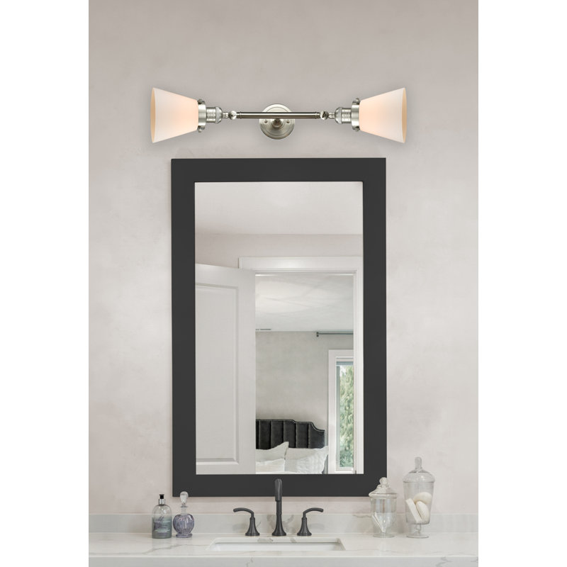 Éclairage de meuble-lavabo inclinable 2 lumières Cone, Boîtier blanc mat, Ampoule à DEL rétro de 6 watts