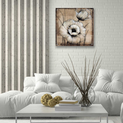 Art mural en verre acrylique «Neutral Poppies I» par Tim O'Toole