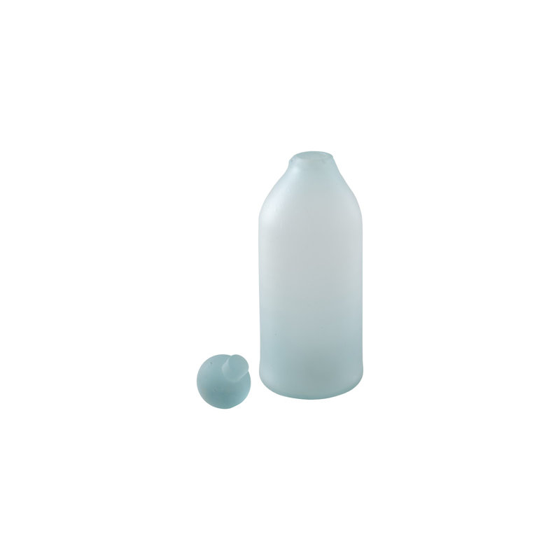 Frosted Turquoise Glass Table Vase, 20" H x 9" W x 9" D