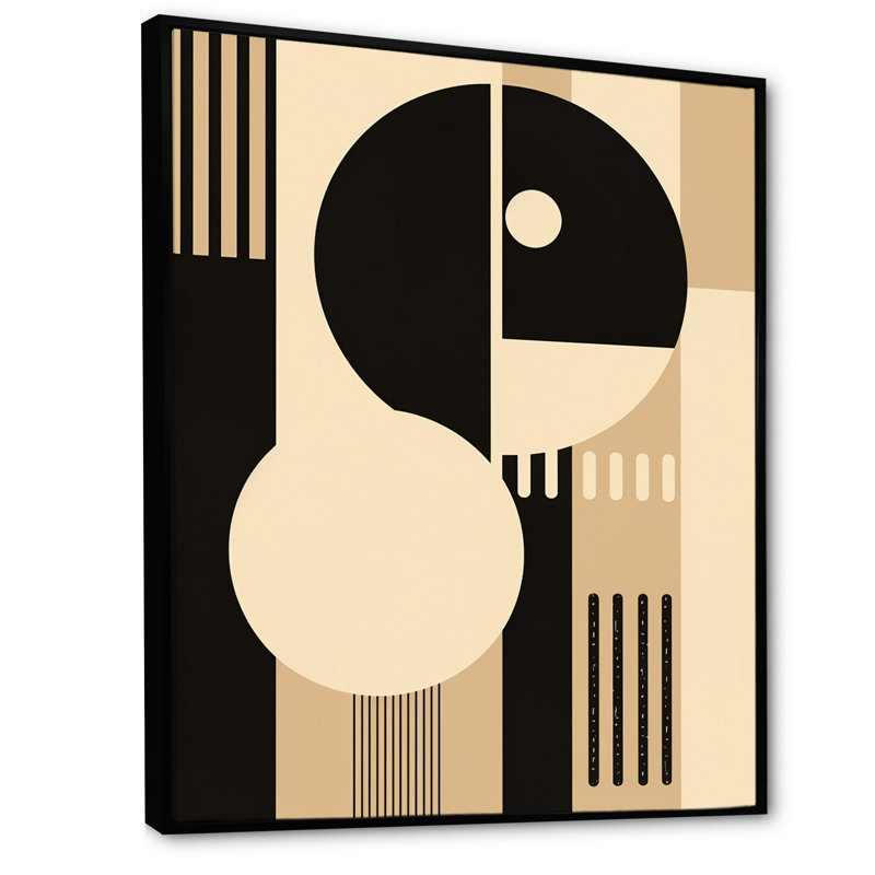 Essential Existance Circular Geometrics - Modern Geometric Wall Decor, H 40 po x l 30 po x P 1,5 po, Cadre flottant noir