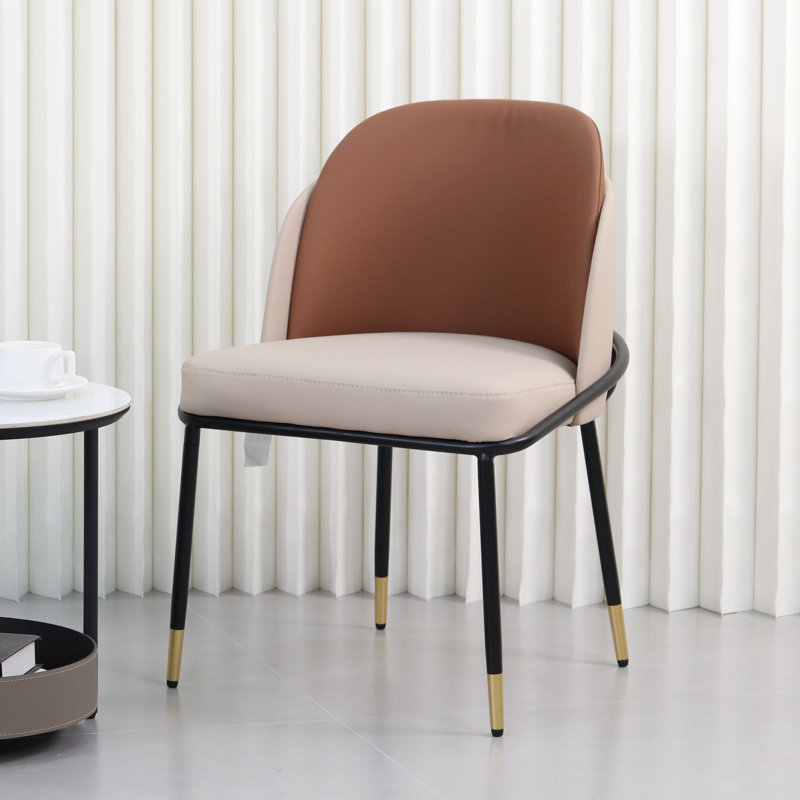 Atlandida 46.5cm H Microfiber / Microsuede Upholstered Metal Side Chair, Reddish Brown/Beige