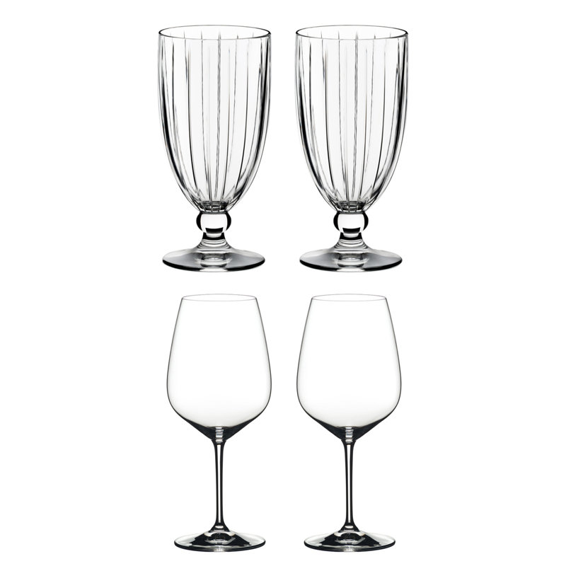 4-Piece Riedel Crystal Tall All-Purpose Glass And Cabernet Red Wine Glass Set (4 Pack)
