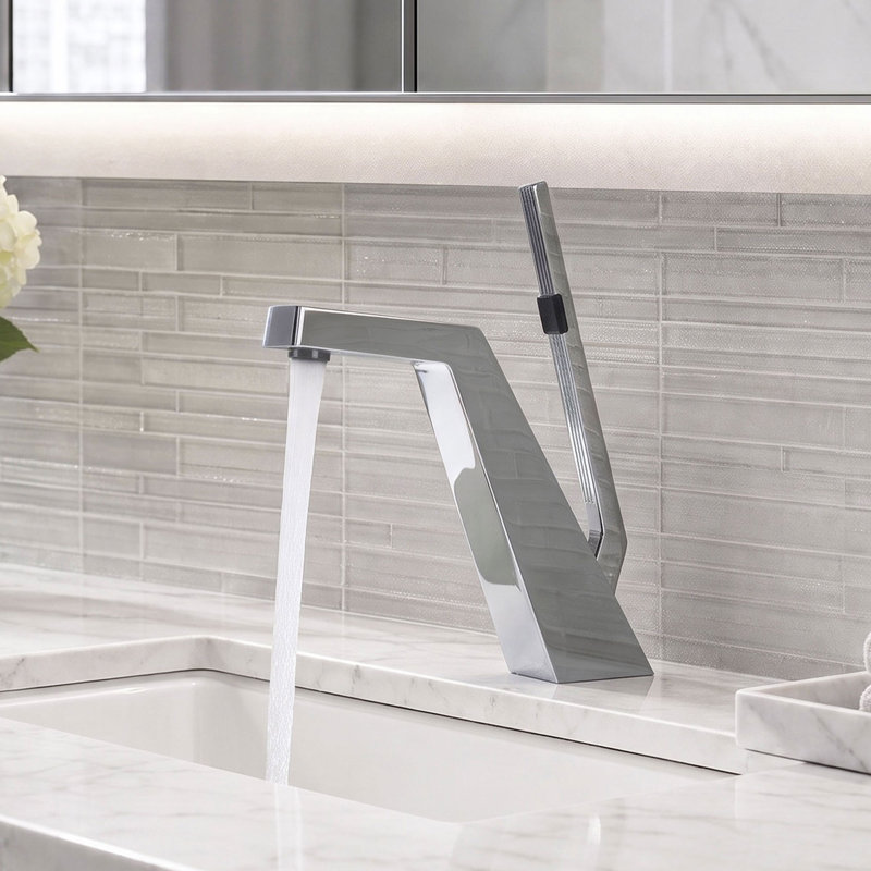 Solid Brass Single Handle Single Hole Creative Bathroom Sink Faucet, Chrome