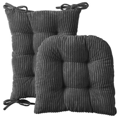 Velvet Rocking Chair Cushion 2 Piece Tufted Non Slip Set of Upper and Lower Cushions by Mercer41