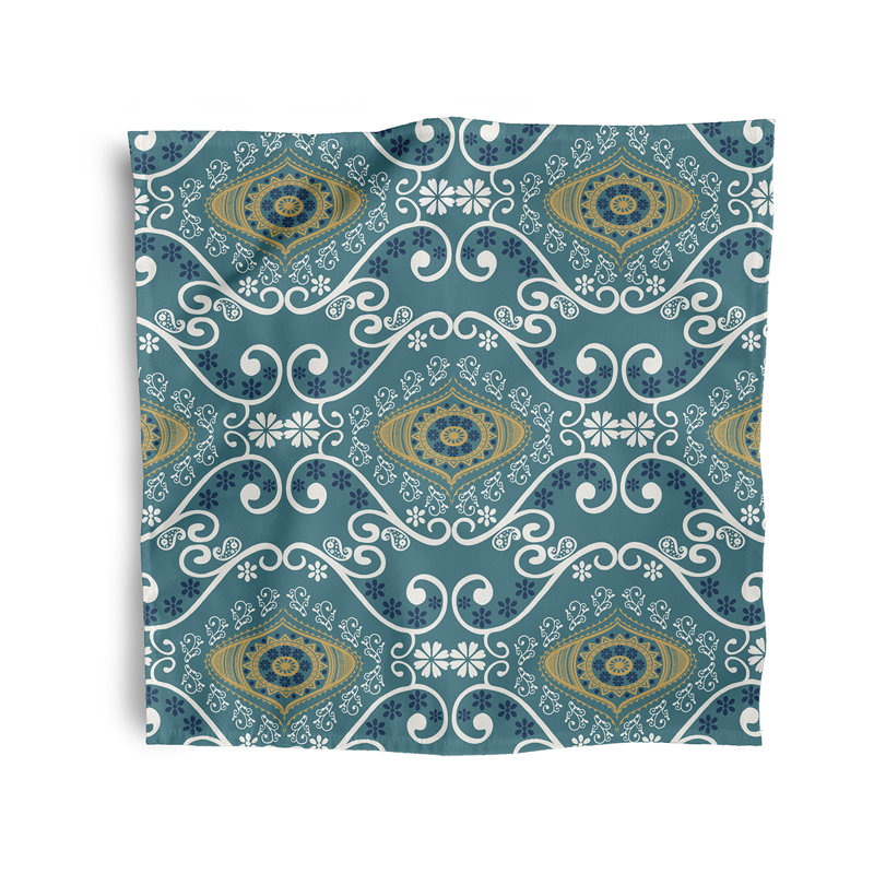 Aulbree Polyester Ikat Square Napkin, Teal