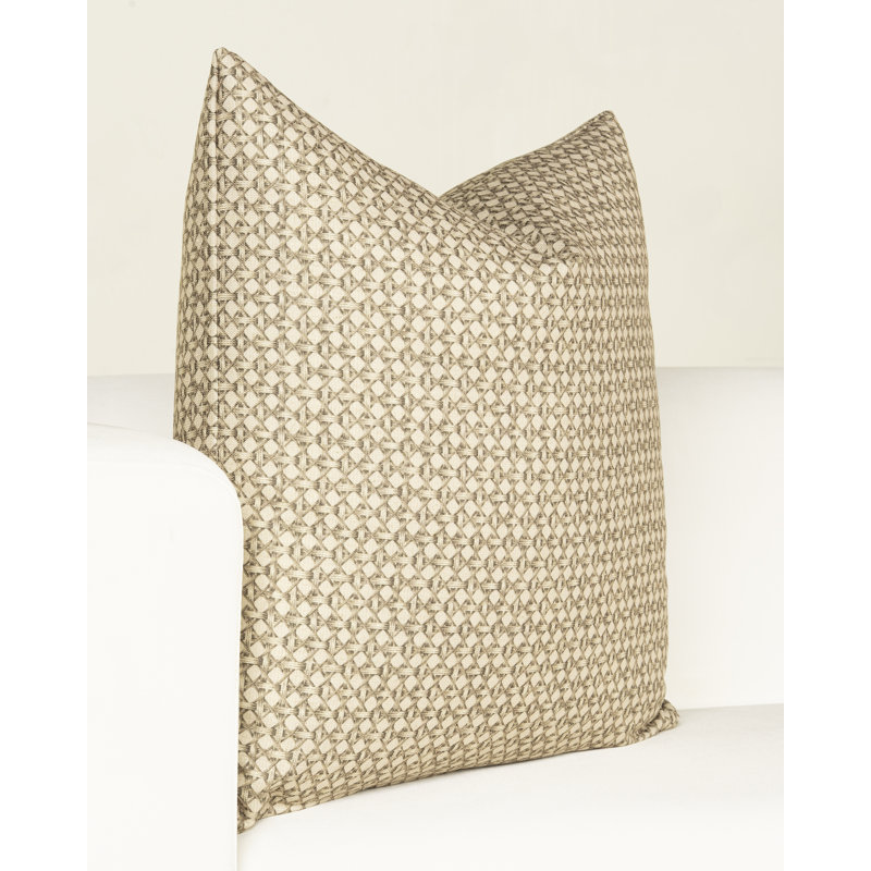 The Basket House Wicker Weave Moss 20" Throw Pillow, Square 20", Feather