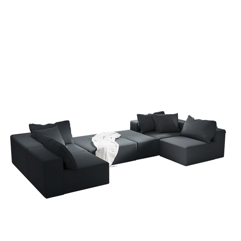 Ensemble de canapé modulaire rembourré de style moderne sans canapé, canapé modulaire de salon modulaire, Chenille noir