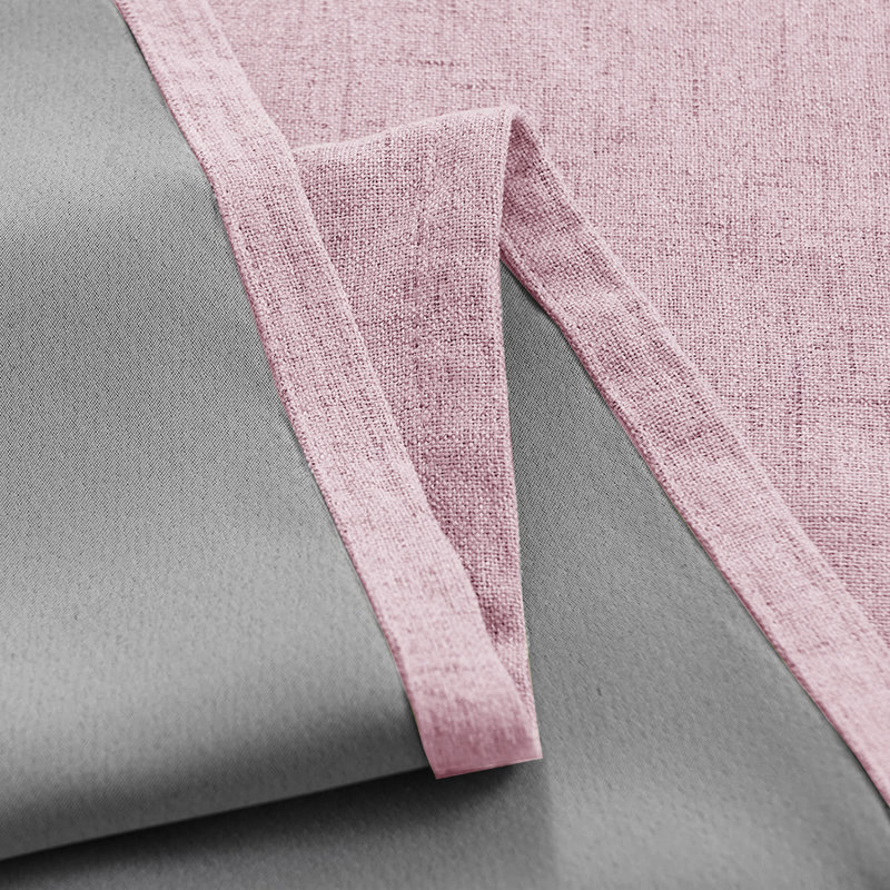 Linen Blend Blackout Curtain Panel Pair, Pink, 117cm Width x 137cm Drop