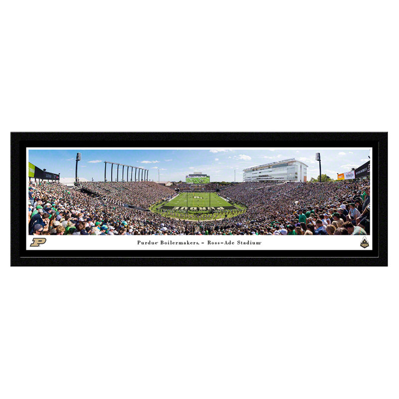 Purdue Football, End Zone, Black Framed, 15" H x 41.5" W x 0.875" D, Black