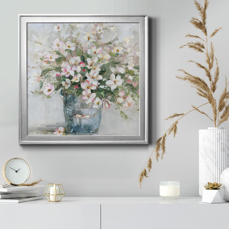Rustic Arrangement - Peinture sur toile encadrée, Argent, H 22,5 po x l 22,5 po x P 1,5 po