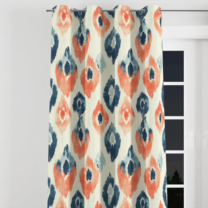 Rideaux Boho - rouge avec œillets Bakerman - 1 panneau, L 52 po x L 63 po, Œillets argentés